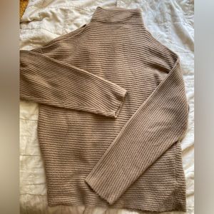 Mock neck cold shoulder sweater